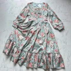 未使用品✨アクシーズファム ブルームフラワー柄 ワンピース ミント フェミニン