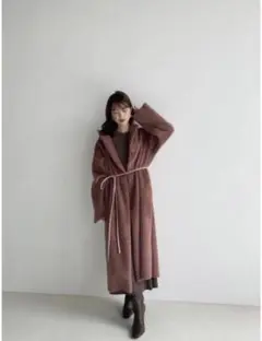 最終値下げanuans 2021AW リバーシブルエコファーコート ダークピンク