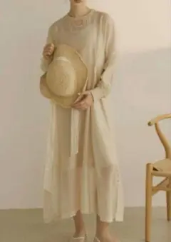 ollun ペチコート付きシアーワンピース