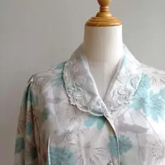 日本製 花柄シャツ 刺繍襟 バラ メッシュ