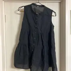 UNIQLO ブラック ノースリーブ ティアードトップス　Ｓ