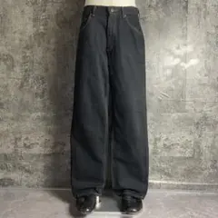 Lee〈テーパードブラックデニムパンツ 実寸 W32 L30 後染め ジーンズ〉