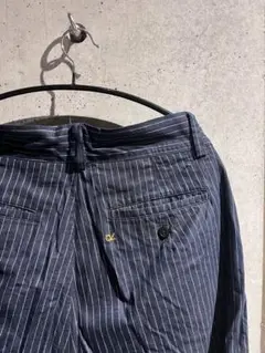 ストライプ柄 ワイドパンツ ネイビー