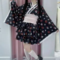 Ank Rouge cherry berry princess 浴衣　黒