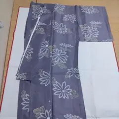 薄紫色花柄 小紋 単衣，洗える着物