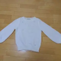 メゾピアノジュニアホワイト ビーズ付きセーター