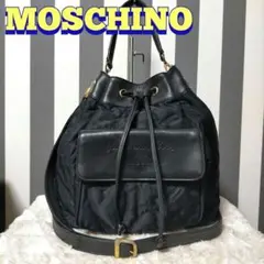 MOSCHINO ショルダーバッグ 2way ナイロン キルティング ブラック