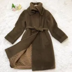 ✨極美品✨MaxMara ロングコート アルパカ 白タグ ベルト ブラウン