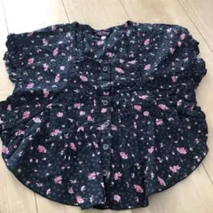 花柄 半袖シャツ 黒　110センチ