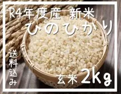 【新米】R4年度産 ヒノヒカリ 玄米2㎏ ( ´͈ ᗨ `͈ )◞︎♡⃛︎ 米 農薬不使用