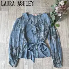 【ローラアシュレイLAURA ASHLEY】シルク　総花柄　シアーブラウス　長袖