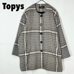 ♥TOPYS♥ トピィーズ 千鳥格子 ノーカラー コート アウター アンゴラ