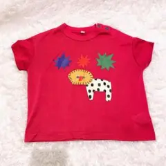 マーキーズ　美品✨赤ピンクTシャツ カラフル動物柄　S80〜90