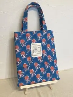 ぺたんこトートバッグ（ブロックプリント、ハンドメイド）