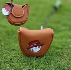 新品　マルボンゴルフ MALBON GOLF マレット型パターカバー茶色