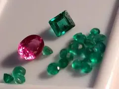 天然エメラルド天然ルビー天然エメラルドラウンドメレ