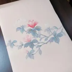 作家 薄桃色の地に水彩のような花が描かれた名古屋帯 着物