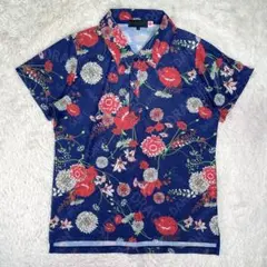 【美品】ダンスウィズドラゴン　ストレッチ　日本製　花柄　ゴルフ　半袖シャツ　3