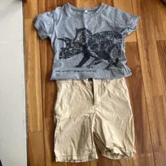 恐竜プリントTシャツとショートパンツセット
