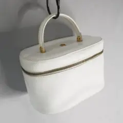 良品 アイグナー レザー ボックス ゴールド金具 ハンドバッグ 白 085211