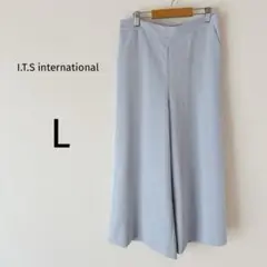 イッツインターナショナル ガウチョパンツ ワイドパンツ 薄手 スカイブルー L