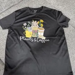 SHEIN Plants & Coffee Tシャツ M ブラック