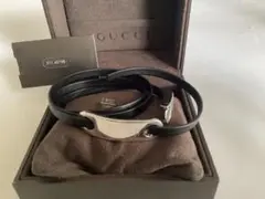 未使用 GUCCI★グッチ シルバープレート+ レザー ブレスレット チョーカー