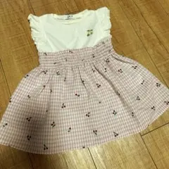 スラップスリップ さくらんぼ チェック ワンピース 80
