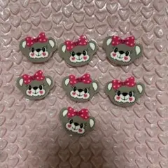 クマの顔デコレーションパーツ7個セット