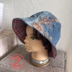 ハンドメイド　チューリップハット　リメイク生地