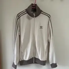 adidas ジップアップジャケット ホワイト/ブラウン