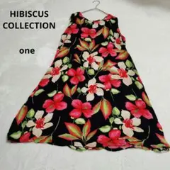 ハイビスカスコレクション 花柄ノースリーブロングワンピース ブラック 派手柄 黒
