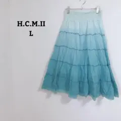 H.C.M.II　スカート　フレア　ロング　グラデーション　ウエストゴム　Ｌ