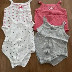 ベビー肌着 4点セット ドット ハート柄　女の子　キャミソール　ロンパース