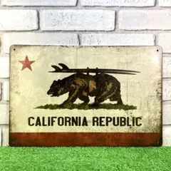 598番】カリフォルニアCALIFORNIA国旗サーフ アメリカ雑貨 ブリキ看板