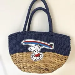 スヌーピー　かごバッグ　刺繍　SURF