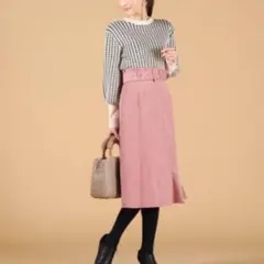 ☆新品☆ QUEENS COURT ベルト付き コーデュロイスカート