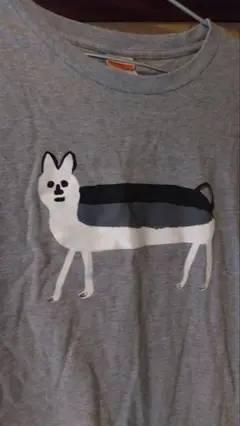 犬のような柄 Tシャツ グレー