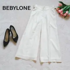 BABYLONE タックワイドパンツ ハイウエスト 白 ゴールドボタン S