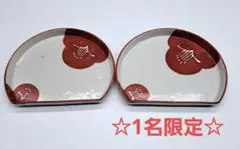 #美濃蔵☆最新作入荷☆1名限定販売☆染付一珍梅半月皿2枚セット