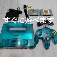【動作確認済】ニンテンドー64　本体 クリアブルー　ソフト　セット　②