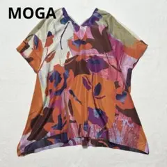 MOGA モガ 総柄 シルク ドルマンスリーブ プルオーバー ブラウス