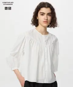 【お値下げしました】UNIQLO コットンシアーブラウス　S