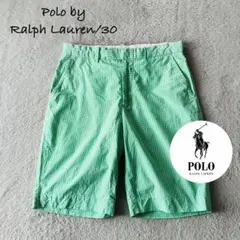 【SALE】90sラルフローレン ギンガムチェック ハーフパンツ グリーン 30