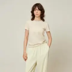 StretchライトコットンTシャツ　ライトベージュS