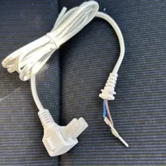 L字型プラグ 電源ケーブル ホワイト