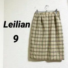 【レリアン】 ボトムス タイトスカート 膝丈 イエロー系 チェック オフィス 9