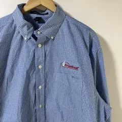 《美品》メンズ　シャツ　ギンガムチェック　ブルー　2XL オーバーサイズ