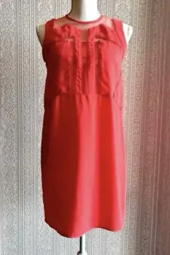 Andemiu カッティングノースリーブワンピース オレンジ　S