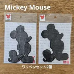 ミッキーマウス シルエットワッペン 2枚セット